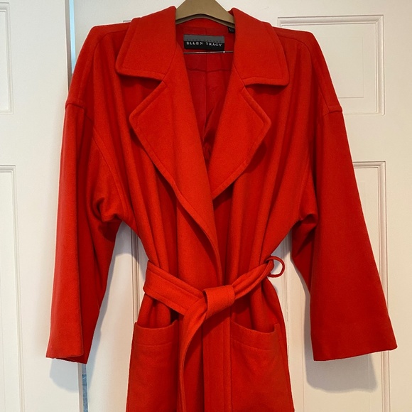 Ellen Tracy Jackets & Blazers - Ellen Tracy Orange Wool Wrap Coat